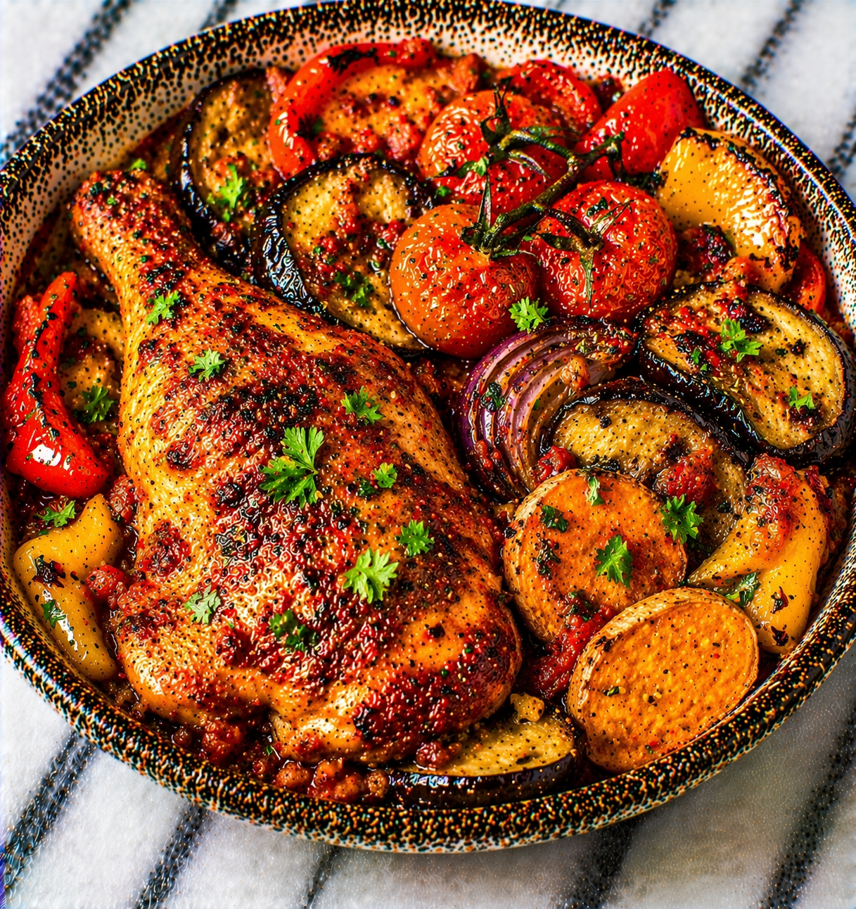 Aubergine and Chicken Bake