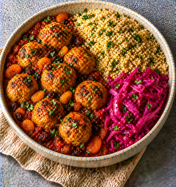 Chicken Meatball Tagine with Herbed Bulgur