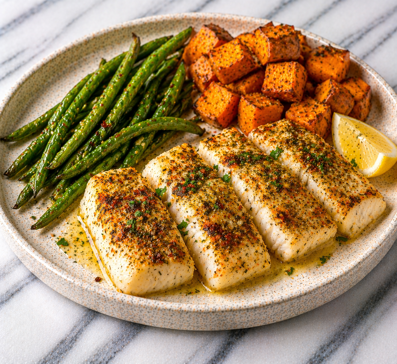 Herb-Crusted Cod with Green Beans