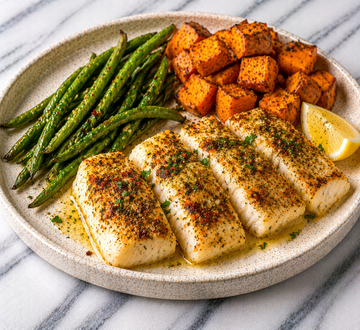 Herb-Crusted Cod with Green Beans