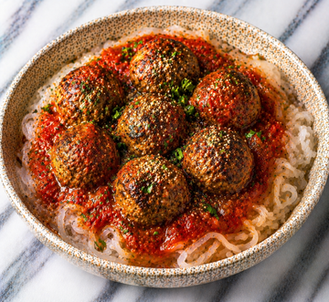 Lean meatballs with low carb noodles