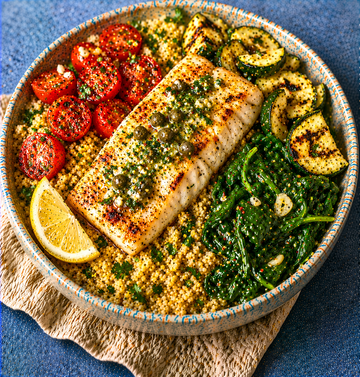 Mediterranean Fish & Bulgur Bowl