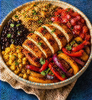 Mexican Black Bean & Chicken Quinoa Bowl