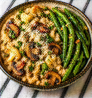 Pearl Barley Risotto with Green Lentils and Veg