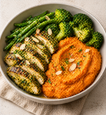 Pesto Chicken and Sweet Potato Mash