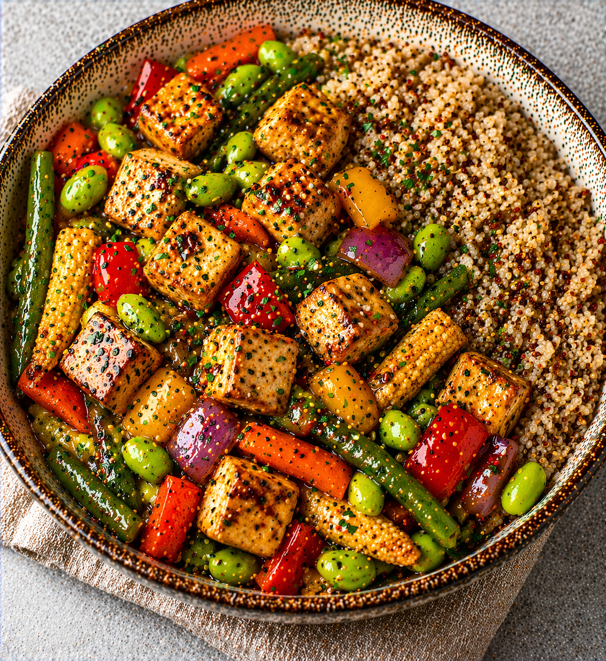 Quinoa, Tofu and Veg Stir Fry