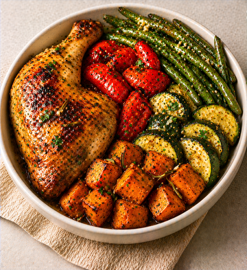 Roasted Chicken Leg with Smoky Vegetables