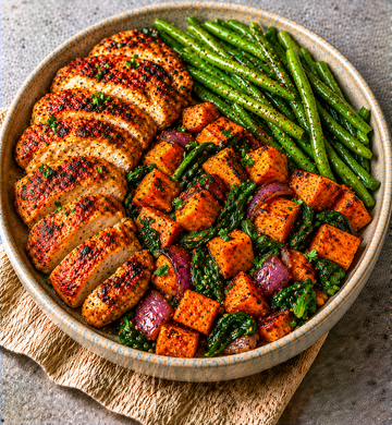 Smoky Chicken & Sweet Potato Hash with Green Veg