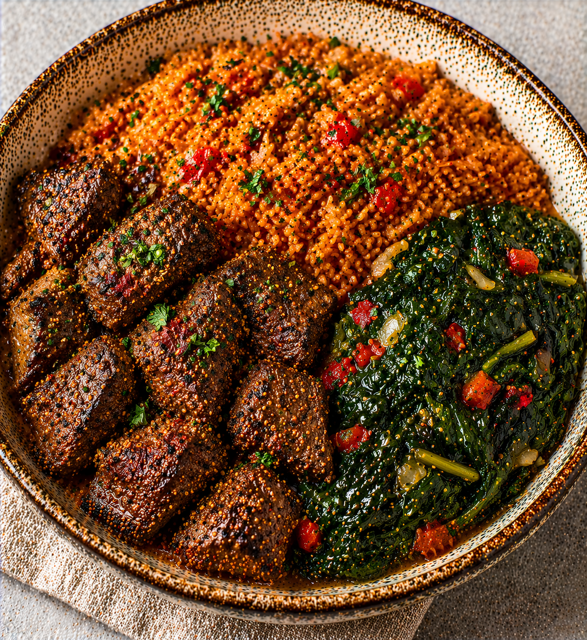 Suya Beef and Jollof Rice