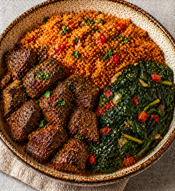 Suya Beef and Jollof Rice